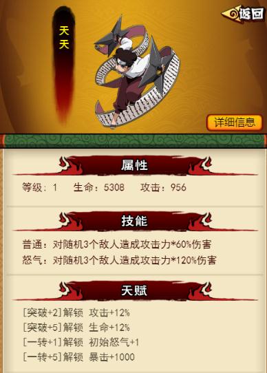 《火影忍者》橙色品质忍者基本属性介绍