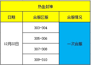 《热血封神》12月22日合服公告